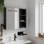vidaXL Dulap cu oglindă de baie cu LED, negru, 60x13x52 cm vidaXL Dulap cu oglindă de baie cu LED, negru, 60x13x52 cm