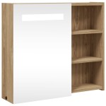 vidaXL Dulap cu oglindă de baie cu LED, stejar deschis, 60x13x52 cm vidaXL Dulap cu oglindă de baie cu LED, stejar deschis, 60x13x52 cm