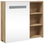 vidaXL Dulap cu oglindă de baie cu LED, stejar deschis, 60x13x52 cm vidaXL Dulap cu oglindă de baie cu LED, stejar deschis, 60x13x52 cm