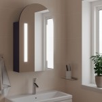 vidaXL Dulap cu oglindă de baie cu LED, gri, 42x13x70 cm, arcuit vidaXL Dulap cu oglindă de baie cu LED, gri, 42x13x70 cm, arcuit