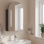 vidaXL Dulap cu oglindă de baie cu LED, gri, 42x13x70 cm, arcuit vidaXL Dulap cu oglindă de baie cu LED, gri, 42x13x70 cm, arcuit