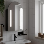 vidaXL Dulap cu oglindă de baie cu LED, negru, 42x13x70 cm, arcuit vidaXL Dulap cu oglindă de baie cu LED, negru, 42x13x70 cm, arcuit