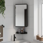 vidaXL Dulap de colț cu oglindă pentru baie, negru, 30x24x60 cm vidaXL Dulap de colț cu oglindă pentru baie, negru, 30x24x60 cm