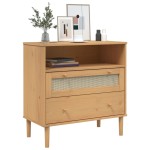 vidaXL Servantă SENJA, aspect ratan maro, 80x40x80 cm, lemn masiv pin vidaXL Servantă SENJA, aspect ratan maro, 80x40x80 cm, lemn masiv pin