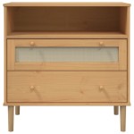 vidaXL Servantă SENJA, aspect ratan maro, 80x40x80 cm, lemn masiv pin vidaXL Servantă SENJA, aspect ratan maro, 80x40x80 cm, lemn masiv pin