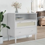 vidaXL Servantă SENJA, aspect ratan alb, 80x40x80 cm, lemn masiv pin vidaXL Servantă SENJA, aspect ratan alb, 80x40x80 cm, lemn masiv pin