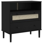 vidaXL Servantă SENJA, aspect ratan negru, 80x40x80 cm, lemn masiv pin