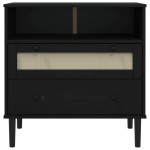 vidaXL Servantă SENJA, aspect ratan negru, 80x40x80 cm, lemn masiv pin