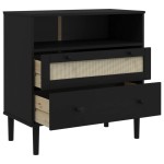 vidaXL Servantă SENJA, aspect ratan negru, 80x40x80 cm, lemn masiv pin