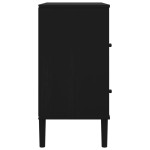 vidaXL Servantă SENJA, aspect ratan negru, 80x40x80 cm, lemn masiv pin