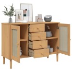 vidaXL Servantă SENJA, aspect ratan maro, 112x40x80 cm, lemn masiv pin vidaXL Servantă SENJA, aspect ratan maro, 112x40x80 cm, lemn masiv pin