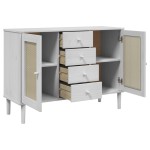 vidaXL Servantă SENJA, aspect ratan alb, 112x40x80 cm, lemn masiv pin vidaXL Servantă SENJA, aspect ratan alb, 112x40x80 cm, lemn masiv pin