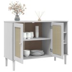 vidaXL Servantă SENJA, aspect ratan alb, 112x40x80 cm, lemn masiv pin vidaXL Servantă SENJA, aspect ratan alb, 112x40x80 cm, lemn masiv pin