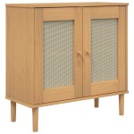 vidaXL Servantă SENJA, aspect ratan maro, 80x35x80 cm, lemn masiv pin vidaXL Servantă SENJA, aspect ratan maro, 80x35x80 cm, lemn masiv pin