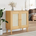 vidaXL Servantă SENJA, aspect ratan maro, 80x35x80 cm, lemn masiv pin vidaXL Servantă SENJA, aspect ratan maro, 80x35x80 cm, lemn masiv pin