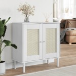 vidaXL Servantă SENJA, aspect ratan alb, 80x35x80 cm, lemn masiv pin vidaXL Servantă SENJA, aspect ratan alb, 80x35x80 cm, lemn masiv pin