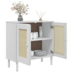 vidaXL Servantă SENJA, aspect ratan alb, 80x35x80 cm, lemn masiv pin vidaXL Servantă SENJA, aspect ratan alb, 80x35x80 cm, lemn masiv pin