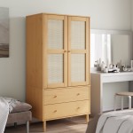 vidaXL Șifonier SENJA, aspect ratan maro, 90x55x175 cm, lemn masiv pin vidaXL Șifonier SENJA, aspect ratan maro, 90x55x175 cm, lemn masiv pin