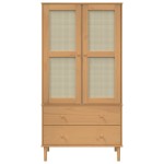 vidaXL Șifonier SENJA, aspect ratan maro, 90x55x175 cm, lemn masiv pin vidaXL Șifonier SENJA, aspect ratan maro, 90x55x175 cm, lemn masiv pin