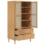 vidaXL Șifonier SENJA, aspect ratan maro, 90x55x175 cm, lemn masiv pin vidaXL Șifonier SENJA, aspect ratan maro, 90x55x175 cm, lemn masiv pin