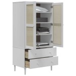 vidaXL Șifonier SENJA, aspect ratan alb, 90x55x175 cm, lemn masiv pin vidaXL Șifonier SENJA, aspect ratan alb, 90x55x175 cm, lemn masiv pin