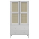 vidaXL Șifonier SENJA, aspect ratan alb, 90x55x175 cm, lemn masiv pin vidaXL Șifonier SENJA, aspect ratan alb, 90x55x175 cm, lemn masiv pin