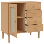 vidaXL Servantă SENJA, aspect ratan maro, 80x40x80 cm, lemn masiv pin vidaXL Servantă SENJA, aspect ratan maro, 80x40x80 cm, lemn masiv pin