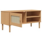vidaXL Comodă TV SENJA aspect ratan maro, 106x40x49 cm, lemn masiv pin