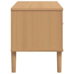 vidaXL Comodă TV SENJA aspect ratan maro, 106x40x49 cm, lemn masiv pin
