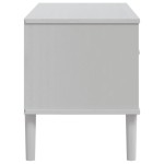 vidaXL Comodă TV SENJA aspect ratan alb, 106x40x49 cm, lemn masiv pin
