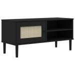 vidaXL Comodă TV SENJA aspect ratan negru 106x40x49 cm lemn masiv pin