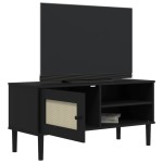 vidaXL Comodă TV SENJA aspect ratan negru 106x40x49 cm lemn masiv pin