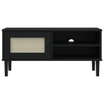 vidaXL Comodă TV SENJA aspect ratan negru 106x40x49 cm lemn masiv pin