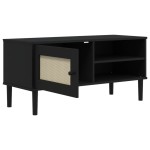 vidaXL Comodă TV SENJA aspect ratan negru 106x40x49 cm lemn masiv pin