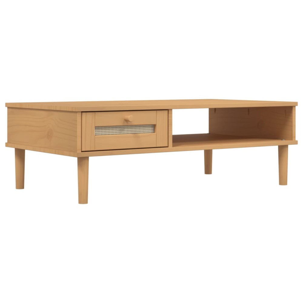 vidaXL Masă de cafea SENJA aspect ratan maro 100x55x33 cm lemn masiv