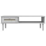 vidaXL Masă de cafea SENJA aspect ratan alb 100x55x33 cm lemn masiv vidaXL Masă de cafea SENJA aspect ratan alb 100x55x33 cm lemn masiv
