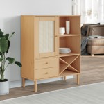 vidaXL Dulap înalt SENJA aspect ratan maro, 90x40x112cm vidaXL Dulap înalt SENJA aspect ratan maro, 90x40x112cm
