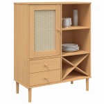vidaXL Dulap înalt SENJA aspect ratan maro, 90x40x112cm vidaXL Dulap înalt SENJA aspect ratan maro, 90x40x112cm