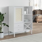 vidaXL Dulap înalt SENJA aspect ratan alb, 90x40x112cm, lemn masiv pin vidaXL Dulap înalt SENJA aspect ratan alb, 90x40x112cm, lemn masiv pin