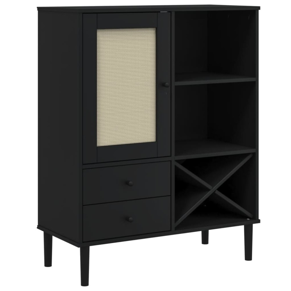 vidaXL Dulap înalt SENJA aspect ratan negru, 90x40x112cm