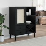 vidaXL Dulap înalt SENJA aspect ratan negru, 90x40x112cm vidaXL Dulap înalt SENJA aspect ratan negru, 90x40x112cm