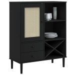 vidaXL Dulap înalt SENJA aspect ratan negru, 90x40x112cm vidaXL Dulap înalt SENJA aspect ratan negru, 90x40x112cm