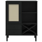 vidaXL Dulap înalt SENJA aspect ratan negru, 90x40x112cm vidaXL Dulap înalt SENJA aspect ratan negru, 90x40x112cm