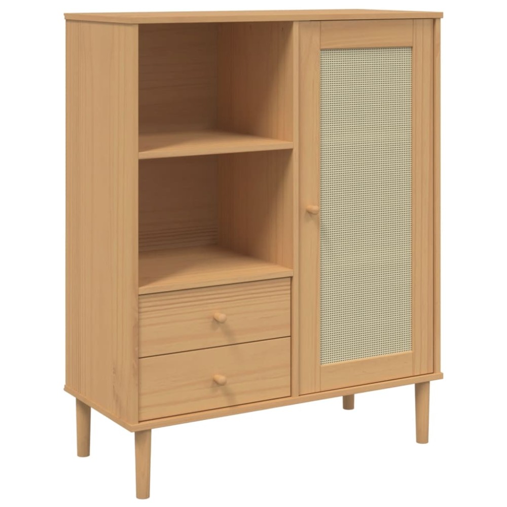 vidaXL Dulap înalt SENJA aspect ratan maro, 90x40x112cm