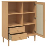 vidaXL Dulap înalt SENJA aspect ratan maro, 90x40x112cm vidaXL Dulap înalt SENJA aspect ratan maro, 90x40x112cm