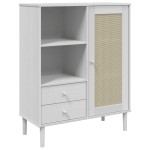 vidaXL Dulap înalt SENJA aspect ratan alb, 90x40x112cm, lemn masiv pin vidaXL Dulap înalt SENJA aspect ratan alb, 90x40x112cm, lemn masiv pin