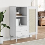 vidaXL Dulap înalt SENJA aspect ratan alb, 90x40x112cm, lemn masiv pin vidaXL Dulap înalt SENJA aspect ratan alb, 90x40x112cm, lemn masiv pin