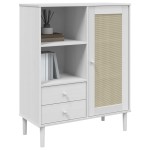 vidaXL Dulap înalt SENJA aspect ratan alb, 90x40x112cm, lemn masiv pin vidaXL Dulap înalt SENJA aspect ratan alb, 90x40x112cm, lemn masiv pin