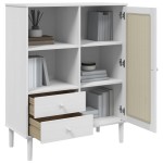 vidaXL Dulap înalt SENJA aspect ratan alb, 90x40x112cm, lemn masiv pin vidaXL Dulap înalt SENJA aspect ratan alb, 90x40x112cm, lemn masiv pin