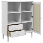 vidaXL Dulap înalt SENJA aspect ratan alb, 90x40x112cm, lemn masiv pin vidaXL Dulap înalt SENJA aspect ratan alb, 90x40x112cm, lemn masiv pin